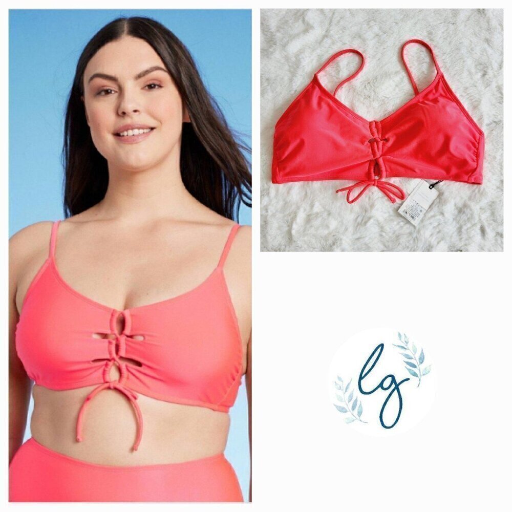 Shade & Shore Women's Lace-up Bralette Bikini Top BT7-FG - Picture 1 of 5
